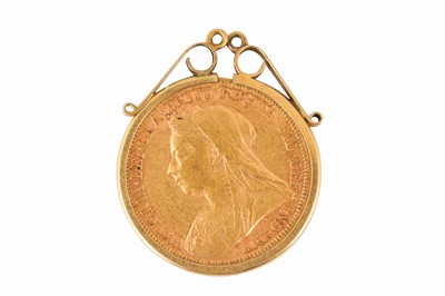 Lot 127 - A QUEEN VICTORIA SOVEREIGN DATED 1895, MOUNTED IN A PENDANT