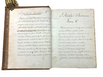 Lot 4 - Homer & de Rochefort (Guillaume Dubois) translator, L'Iliade d'Homère, manuscript