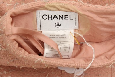 Lot 116 - Chanel Pink Wool Boucle Skirt Suit and Bag - Size 44