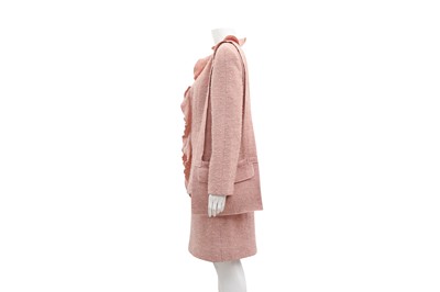 Lot 116 - Chanel Pink Wool Boucle Skirt Suit and Bag - Size 44