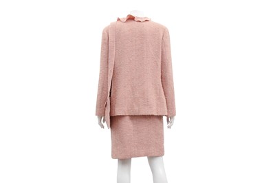 Lot 116 - Chanel Pink Wool Boucle Skirt Suit and Bag - Size 44