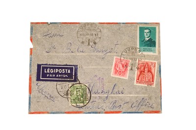 Lot 310 - Hungary to Shanghai 1940 via Calcutta and Hong Kong Combination Cover