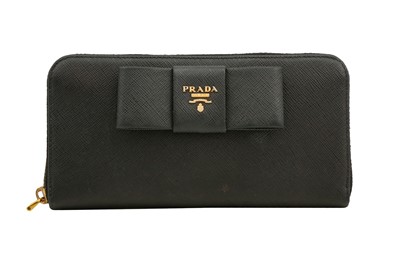 Lot 349 - Prada Black Continental Bow Zip Wallet