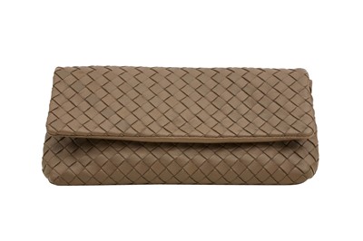 Lot 258 - Bottega Veneta Cool Brown Intrecciato Flap Clutch