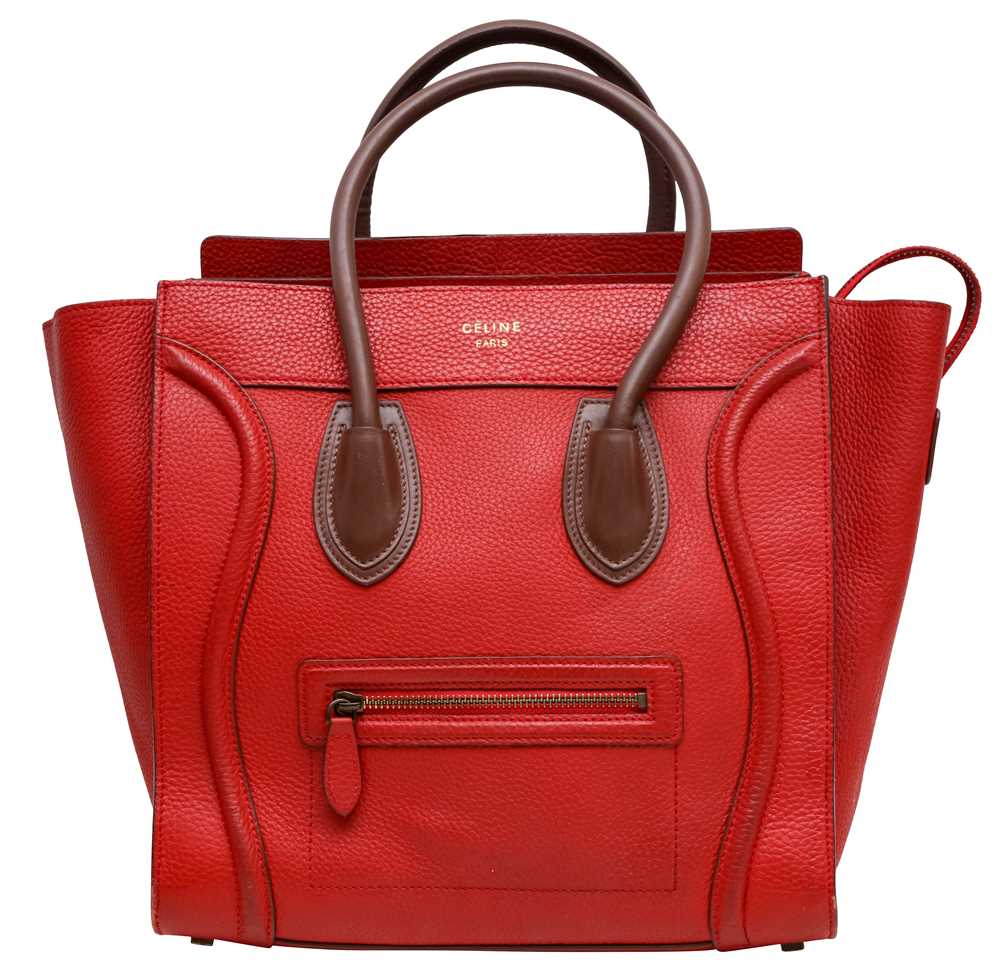 Lot 25 - Celine Red Bi Color Small Luggage Tote