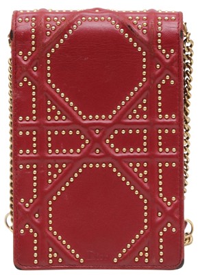Lot 31 - Christian Dior Red Diorama Studded Vertical Crossbody Bag