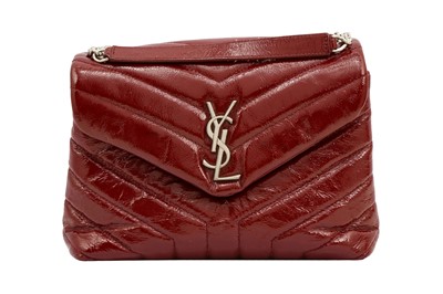 Lot 175 - Saint Laurent Burgundy Small Loulou Chain Bag