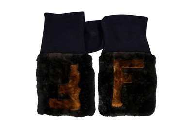 Lot 75 - Fendi Navy Wool FF Hand Muff Scarf