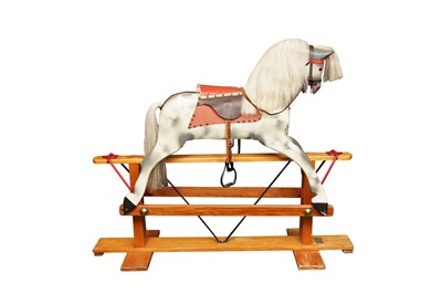 Lot 375 - A CHILD'S DAPPLE GREY PAINTED ROCKING HORSE, LATE 1960S