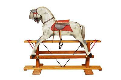 Lot 375 - A CHILD'S DAPPLE GREY PAINTED ROCKING HORSE, LATE 1960S