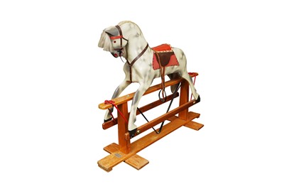 Lot 375 - A CHILD'S DAPPLE GREY PAINTED ROCKING HORSE, LATE 1960S