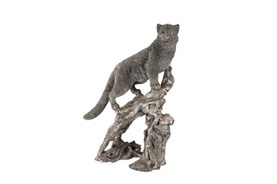 Lot 62 - Spirt of the Snows – A large Elizabeth II silver filled model of a snow leopard, London 1994 by Mappin and Webb designed by Nick Bibby (b.1960) for Country Artists