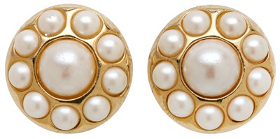 Lot 28 - Givenchy White Pearl Flower Pierced Earrings