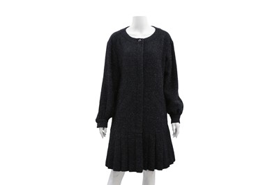 Lot 489 - Chanel Black Pleat Hem Evening Coat - Size 44