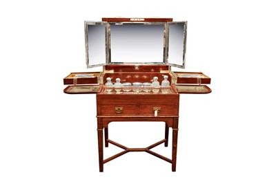 Lot 343 - A GERMAN MAHOGANY CAMPAIGN STYLE DRESSING TABLE, CIRCA 1920'S