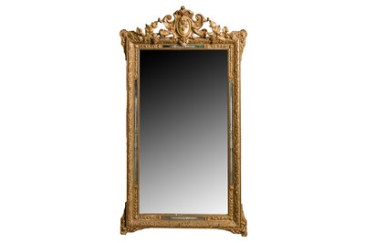 Lot 518 - A 19TH CENTURY GILTWOOD OVERMANTEL MIRROR