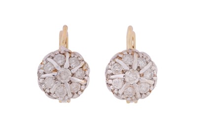 Lot 230 - A PAIR OF DIAMOND CLUSTER EARRINGS