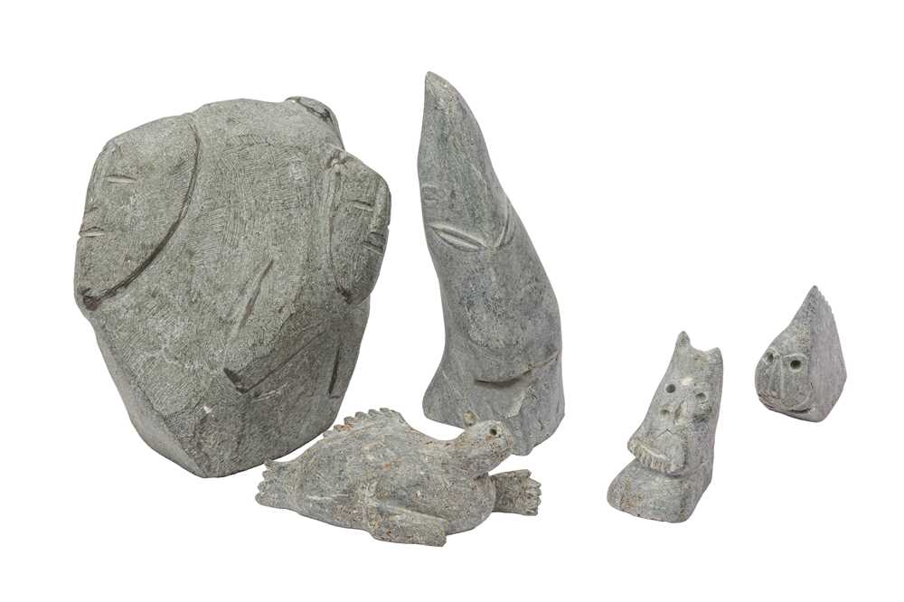 Lot 79 - A GROUP OF FIVE INUIT STONE CARVINGS