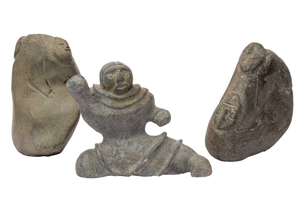 Lot 77 - A GROUP OF THREE INUIT STONE CARVINGS