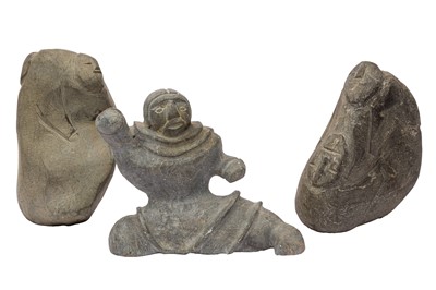 Lot 77 - A GROUP OF THREE INUIT STONE CARVINGS