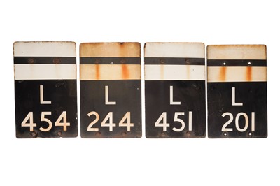 Lot 542 - A COLLECTION OF ENAMEL RAILWAY SIGNALLING SIGNS FROM TRACKSIDE IN LONDON