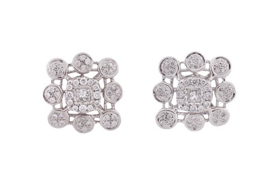 Lot 136 - A PAIR OF SQUARE DIAMOND EARRINGS