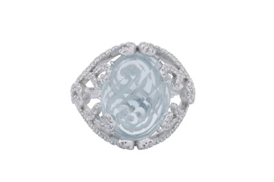 Lot 156 - AN AQUAMARINE AND DIAMOND RING, CIRCA 2014