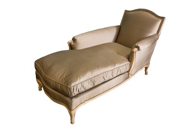 Lot 312 - A FRENCH LOUIS XV STYLE CHAISE LONGUE, LATE 20TH CENTURY