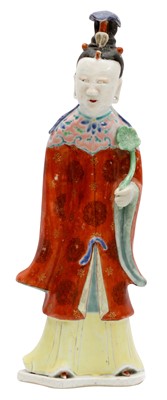 Lot 78 - A CHINESE FAMILLE-ROSE 'HE XIANGU' FIGURE