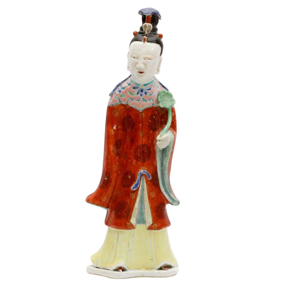 Lot 475 - A Chinese famille-rose 'He Xiangu' figure, Qing dynasty, Qianlong period