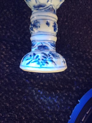 Lot 433 - A pair of Chinese blue and white goblets, Qing dynasty, Kangxi period