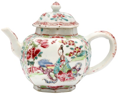 Lot 43 - A CHINESE FAMILLE-ROSE 'FIGURATIVE' TEAPOT AND COVER