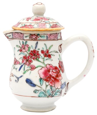 Lot 49 - A CHINESE FAMILLE-ROSE SPARROW-BEAK JUG AND COVER