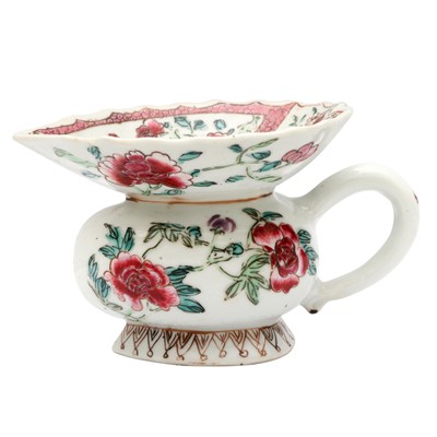 Lot 463 - A Chinese famille-rose 'cockerel' spittoon, Qing dynasty, Yongzheng / Qianlong period
