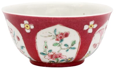 Lot 40 - A CHINESE FAMILLE-ROSE RUBY-GROUND CUP