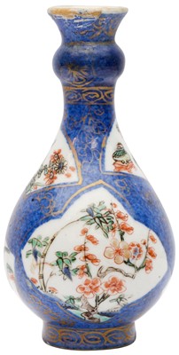 Lot 9 - A SMALL CHINESE FAMILLE-VERTE POWDER-BLUE VASE