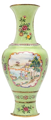 Lot 96 - A CHINESE CANTON ENAMEL 'EUROPEAN SUBJECT' WALL VASE