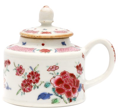 Lot 48 - A SMALL CHINESE FAMILLE-ROSE MUSTARD POT AND COVER