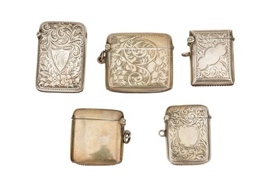 Lot 179 - An group of five early 20th century sterling silver vesta cases