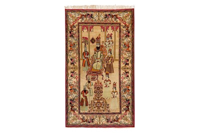 Lot 101 - A VERY FINE ANTIQUE KIRMAN LAVER PICTORIAL RUG, SOUTH PERSIA