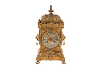 Lot 414 - A LATE 19TH CENTURY FRENCH BRASS CASE MANTLE CLOCK