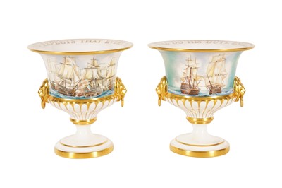 Lot 487 - A PAIR OF ROYAL WORCESTER LIMITED EDITION NELSON COLLECTION COMMEMORATIVE VASES