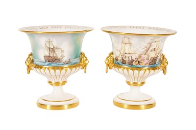 Lot 487 - A PAIR OF ROYAL WORCESTER LIMITED EDITION NELSON COLLECTION COMMEMORATIVE VASES