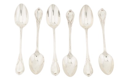 Lot 159 - A set of six Victorian sterling silver teaspoons, London 1875 by Charles Boyton