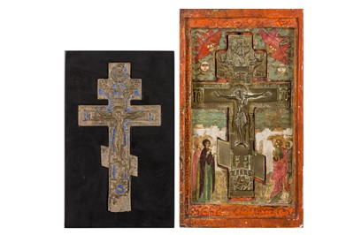 Lot 193 - RUSSIAN BLESSING ICONS (18/19TH CENTURY)