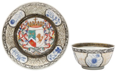 Lot 149 - A CHINESE EXPORT ARMORIAL CUP AND SAUCER