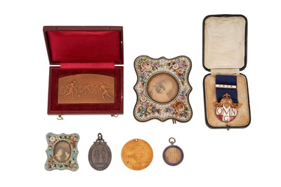 Lot 219 - MOSAIC FRAMES AND MEDAL GROUP