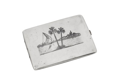 Lot 237 - A mid-20th century Iraqi silver and niello cigarette case, Omara circa 1940