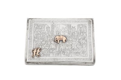 Lot 223 - An early 20th century Persian (Iranian) silver and gold mounted cigarette case, Isfahan circa 1935