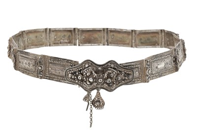 Lot 214 - A late 19th / 20th century Armenian silver and niello belt, Van circa 1900 by Վ Պ (VP)